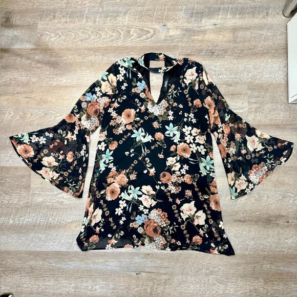 Lulu’s Floral Long Sleeve Mini Dress - Picture 2 of 9